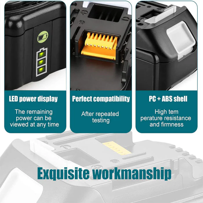 2 Pack For 18V 7.0Ah Makita BL1860B Battery  Replacement & For Makita DC18RF/RC Li-ion Rapid Replacement Battery Charger | 14.4V-18V with Digital Display - Image 5