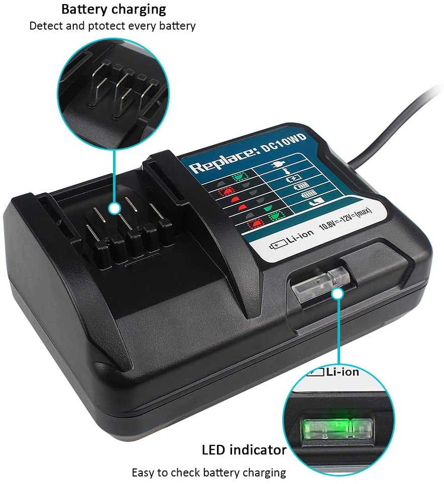 DC10WD 10.8V 12V Charger Compatible with Makita BL1015 BL1016 BL1020B BL1021B BL1040B BL1041B. - Image 3