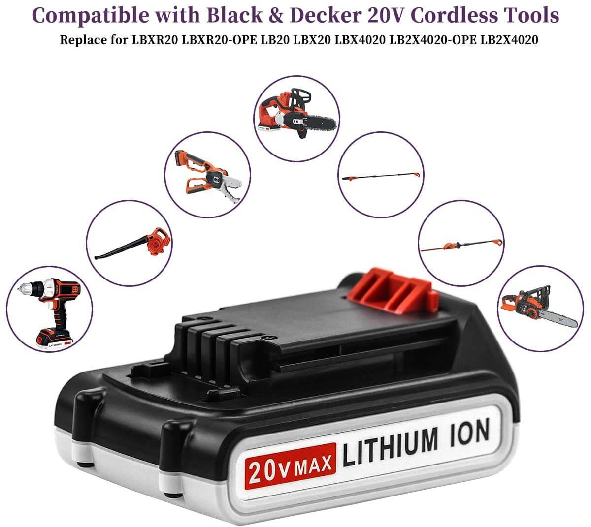 For Black And Decker 20V Battery Replacement | LBXR20 3.0Ah Li-ion Batteries 3 Pack - Image 4