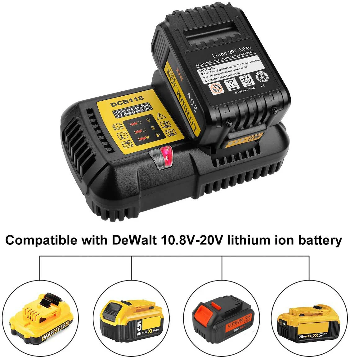 For 18V XR 4Ah Dewalt Replacement battery & For Dewalt DCB118 Replacement Battery Charger - Image 6