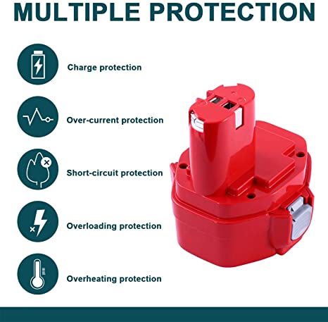 For Makita 14.4V Battery 4.8Ah Replacement | PA14 Battery 3 Pack Red - Image 3