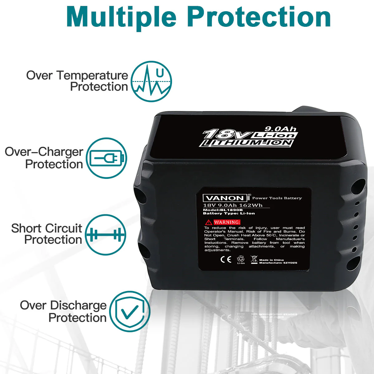 For Makita 18V Battery 9.0Ah Replacement | BL1890B Battery - Image 3
