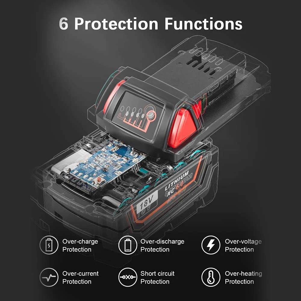 For Milwaukee 18V Battery 6.0Ah Replacement | M 18 Battery - Image 5