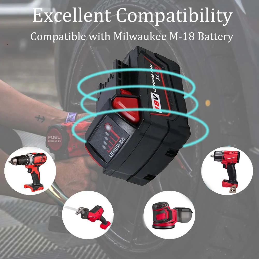 For Milwaukee 18V Battery 5Ah Replacement | M 18 Batteries 2 Pack - Image 3